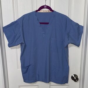 Blue V-Neck Scrub Top/reversible